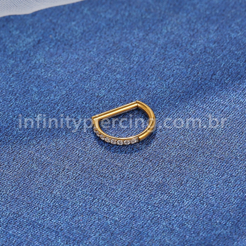Piercing Meia Argola Titânio Segmento Articulado Zircônia Cravejada