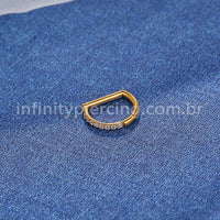 Piercing Meia Argola Titânio Segmento Articulado Zircônia Cravejada