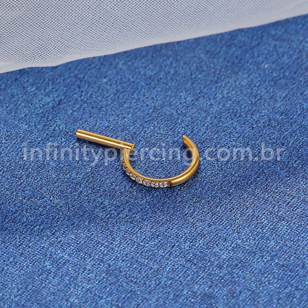 Piercing Meia Argola Titânio Segmento Articulado Zircônia Cravejada