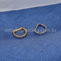 Piercing Meia Argola Titânio Segmento Articulado Zircônia Cravejada