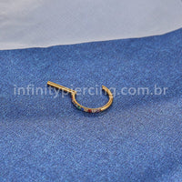Piercing Meia Argola Titânio Segmento Articulado Zircônia Colorida