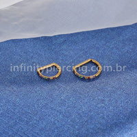 Piercing Meia Argola Titânio Segmento Articulado Zircônia Colorida