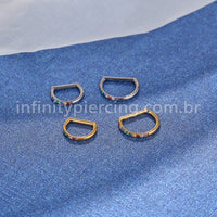Piercing Meia Argola Titânio Segmento Articulado Zircônia Colorida