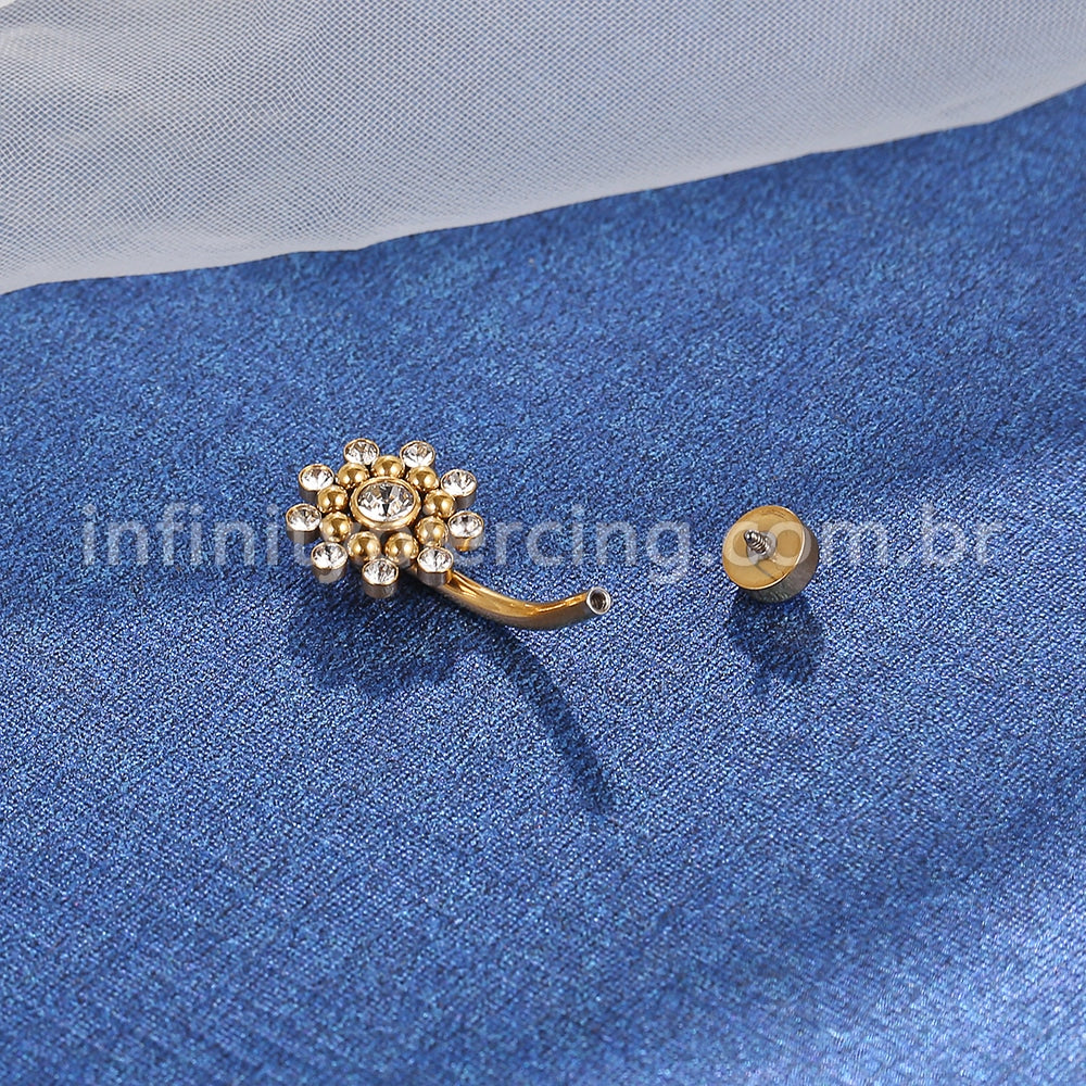 Piercing Banana Aço Cirúrgico Indiano Zircônia