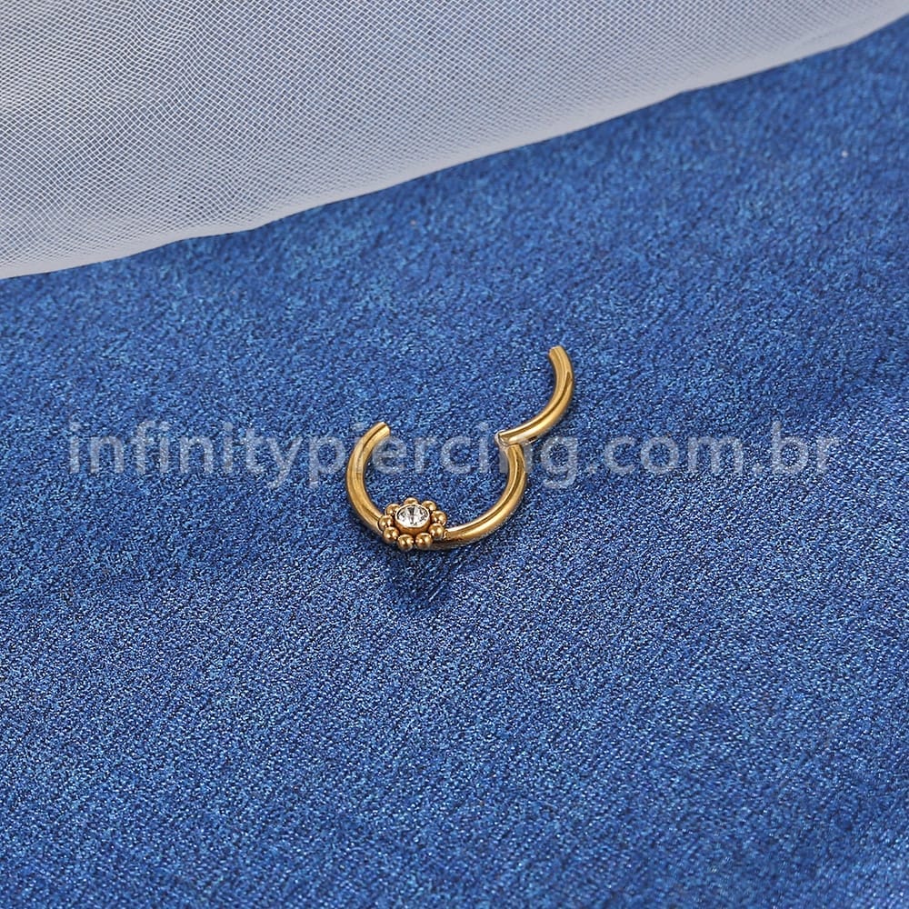 Piercing Argola Aço Cirúrgico Segmento Articulado Strass