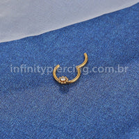 Piercing Argola Aço Cirúrgico Segmento Articulado Strass