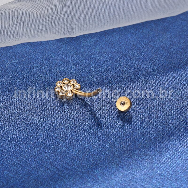 Piercing Banana Aço Cirúrgico Zircônia Cravada