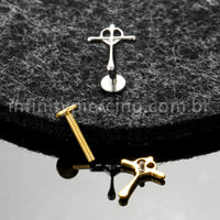 Piercing Labret Titânio Cruz Com Coração