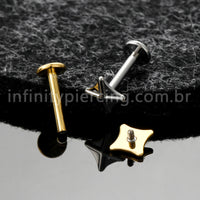 Piercing Labret Titânio Estrela Com 4 Pontas