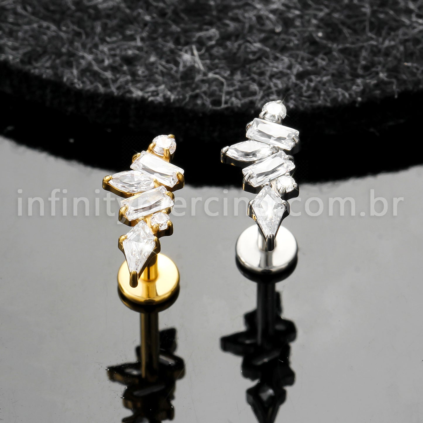 Piercing Labret Titânio Cluster Zircônia Cravejada