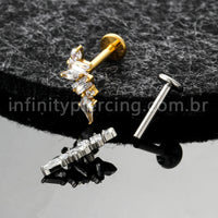 Piercing Labret Titânio Cluster Zircônia Cravejada
