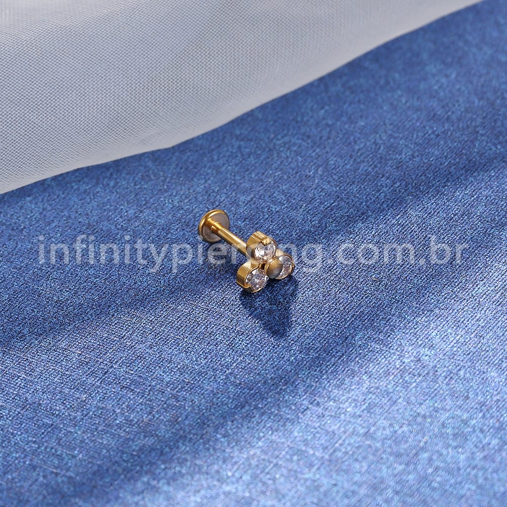 Piercing Labret Aço Cirúrgico Flor Zircônia