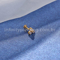 Piercing Labret Aço Cirúrgico Flor Zircônia
