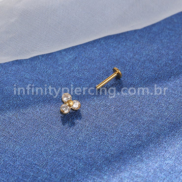 Piercing Labret Aço Cirúrgico Flor Zircônia