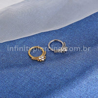 Piercing Argola Aço Cirúrgico Segmento Articulado 3 Pedras Zircônia