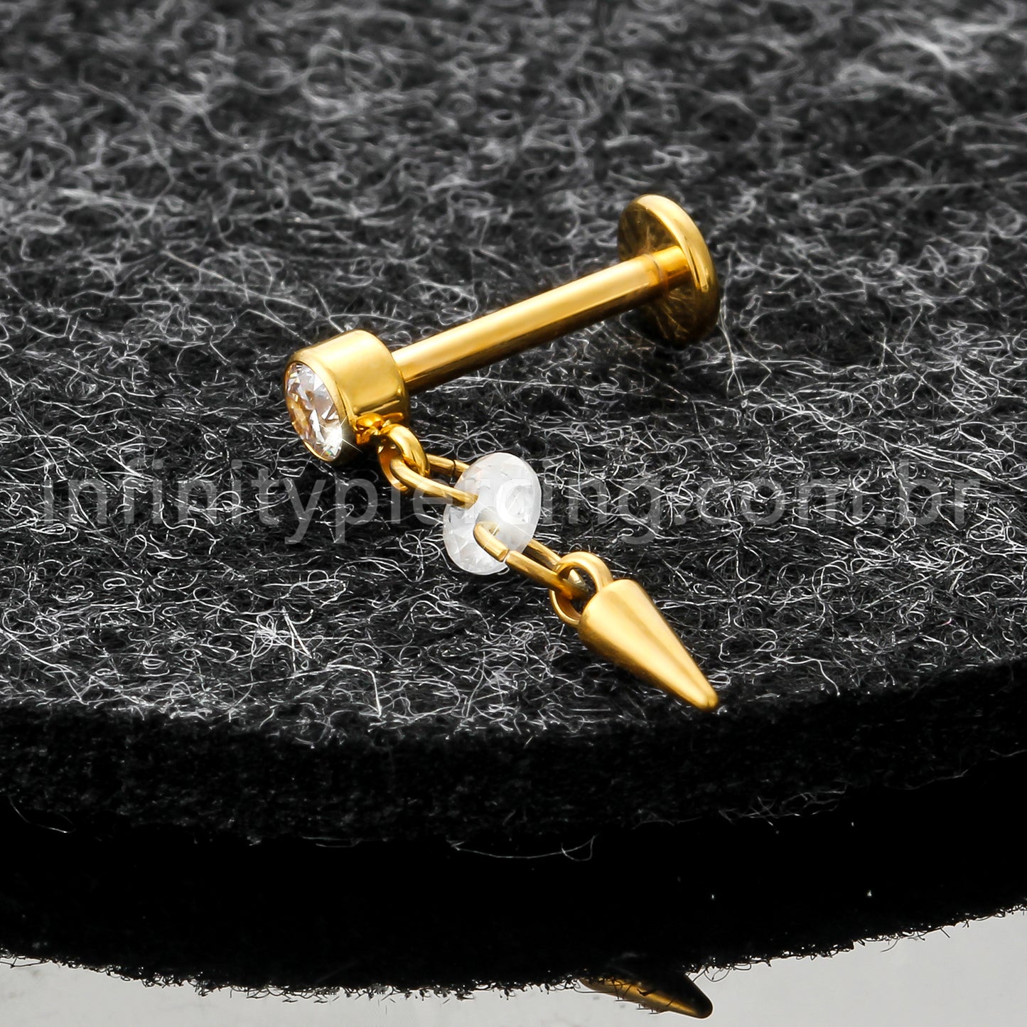 Piercing Labret Titânio Com Pingente Spike