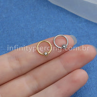 Piercing Argola Aço Cirúrgico Segmento Articulado Strass