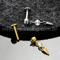 Piercing Labret Titânio Com Pingente Spike