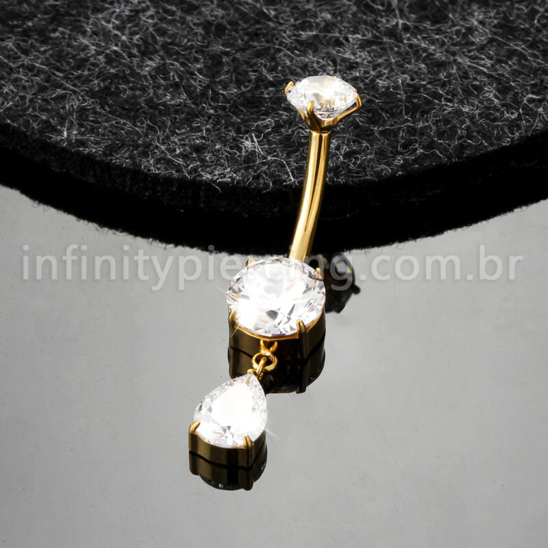 Piercing Banana Titânio Zircônia Com Pingente Gota