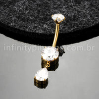 Piercing Banana Titânio Zircônia Com Pingente Gota