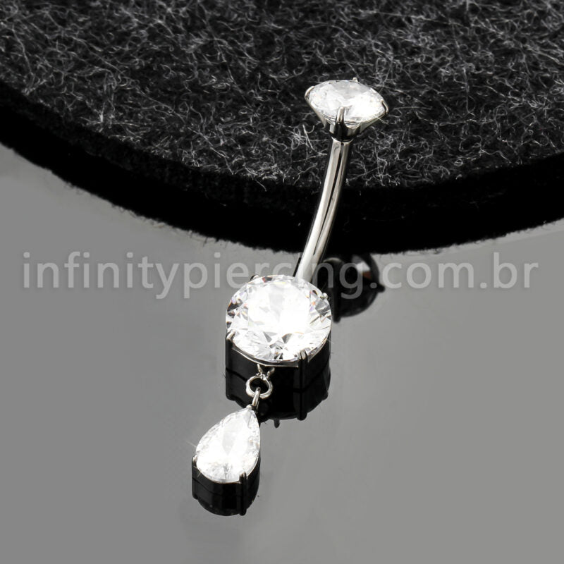 Piercing Banana Titânio Zircônia Com Pingente Gota
