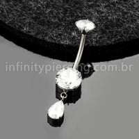 Piercing Banana Titânio Zircônia Com Pingente Gota