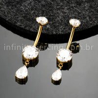Piercing Banana Titânio Zircônia Com Pingente Gota
