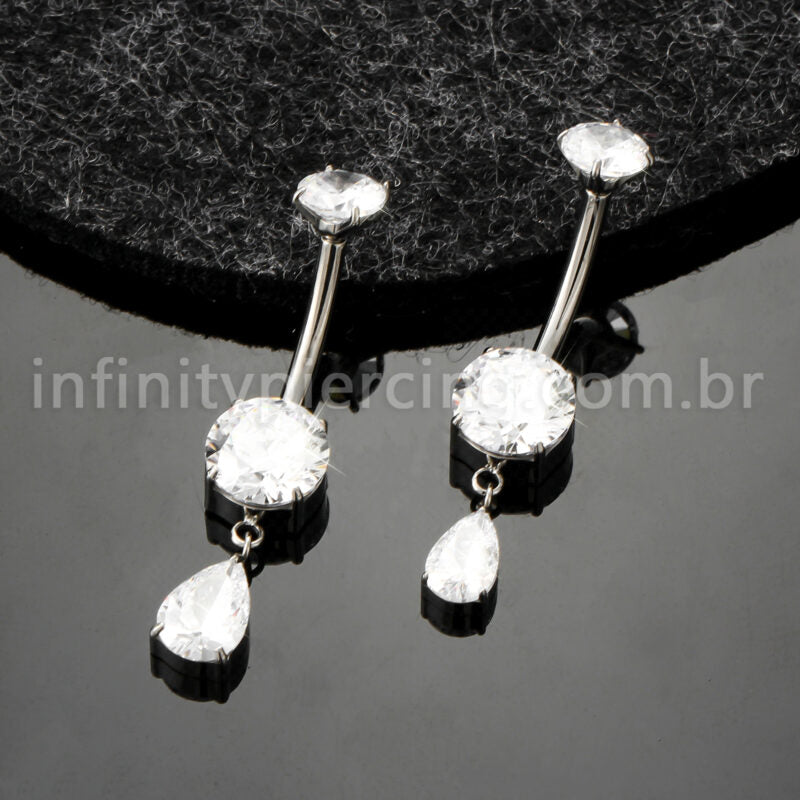 Piercing Banana Titânio Zircônia Com Pingente Gota