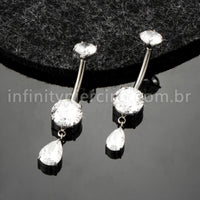 Piercing Banana Titânio Zircônia Com Pingente Gota