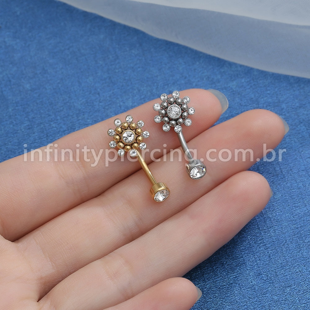 Piercing Banana Aço Cirúrgico Indiano Zircônia