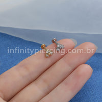Piercing Labret Aço Cirúrgico Flor Zircônia