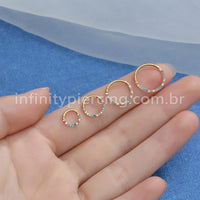 Piercing Argola Segmentada Aço Cirúrgico Zircônia Colorida Frontal