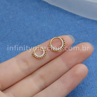 Piercing Argola Aço Cirúrgico Segmento Articulado Indiano Zircônia Cravejada