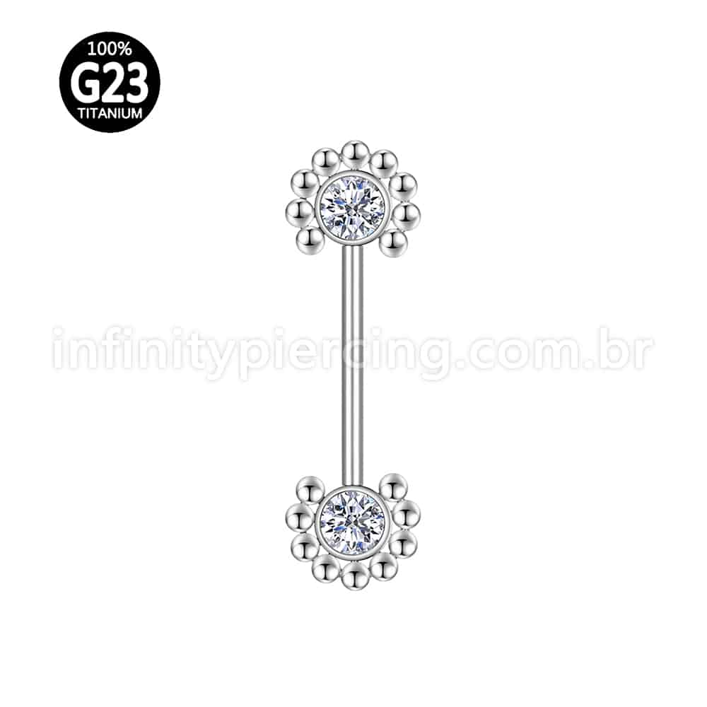 Piercing Mamilo Titânio Push Pin Indiano Zircônia