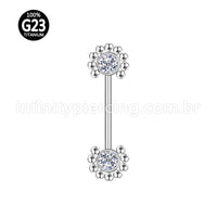 Piercing Mamilo Titânio Push Pin Indiano Zircônia