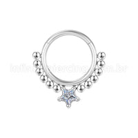 Piercing Argola Segmentada Aço Cirúrgico Zircônia 1 Pedra Estrela