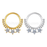 Piercing Argola Segmentada Aço Cirúrgico 3 Estrelas Zircônia