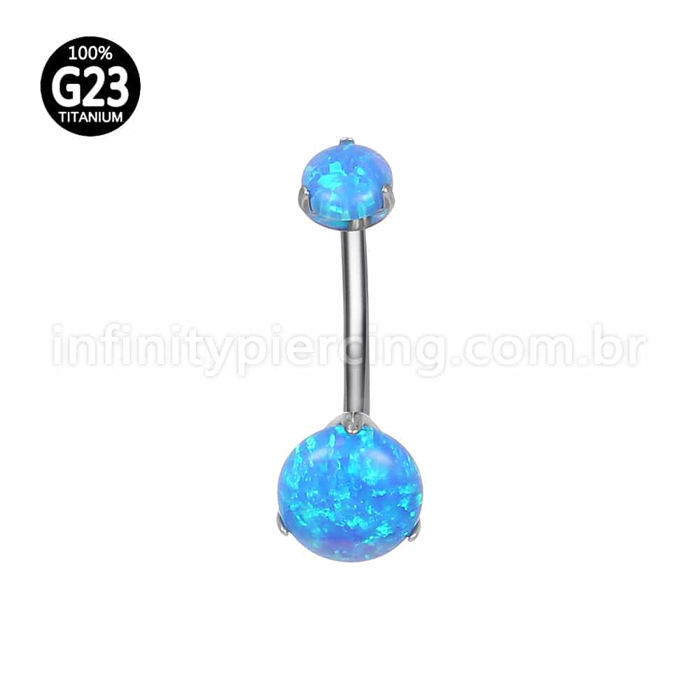 Piercing Banana Titânio 2 Pedras Opala