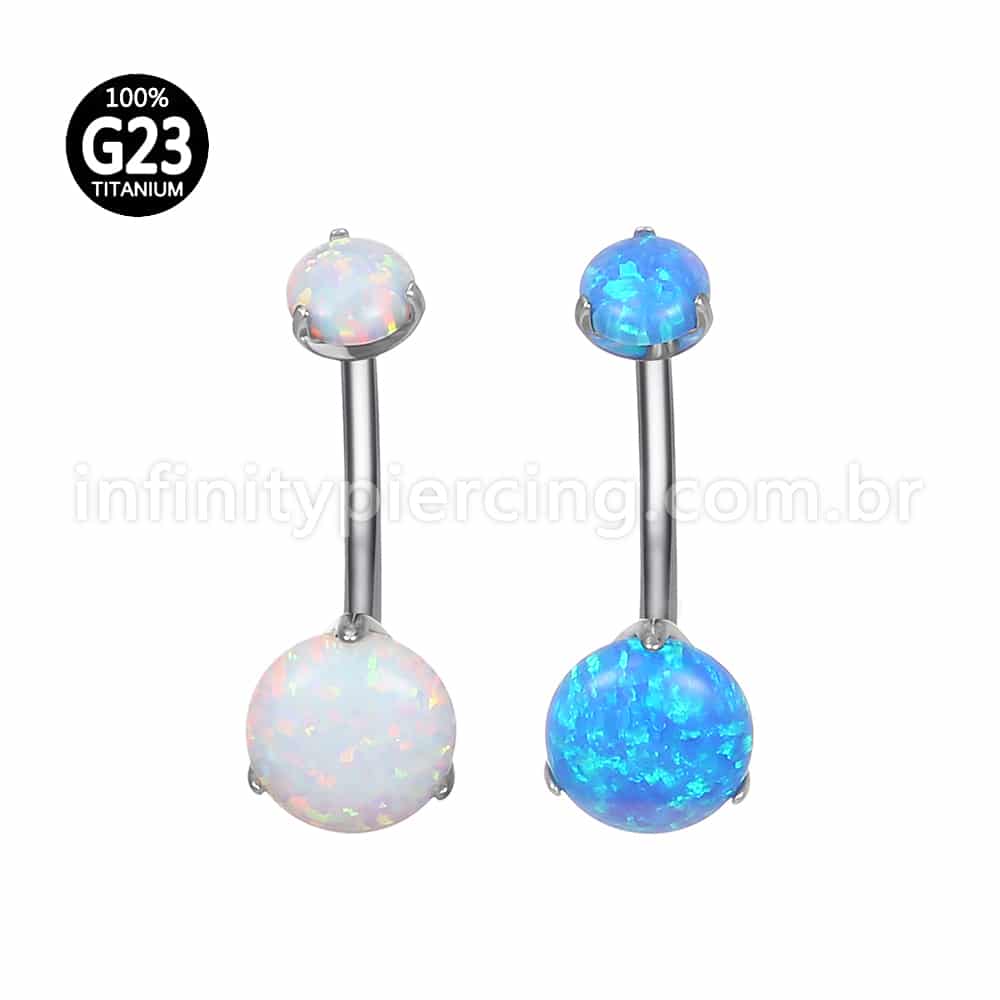 Piercing Banana Titânio 2 Pedras Opala