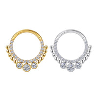 Piercing Argola Segmentada Aço Cirúrgico Zircônia 3 Pedras