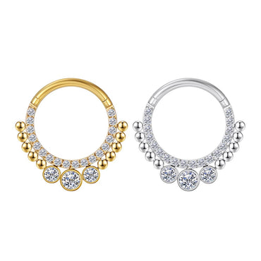 Piercing Argola Segmentada Aço Cirúrgico Zircônia 3 Pedras