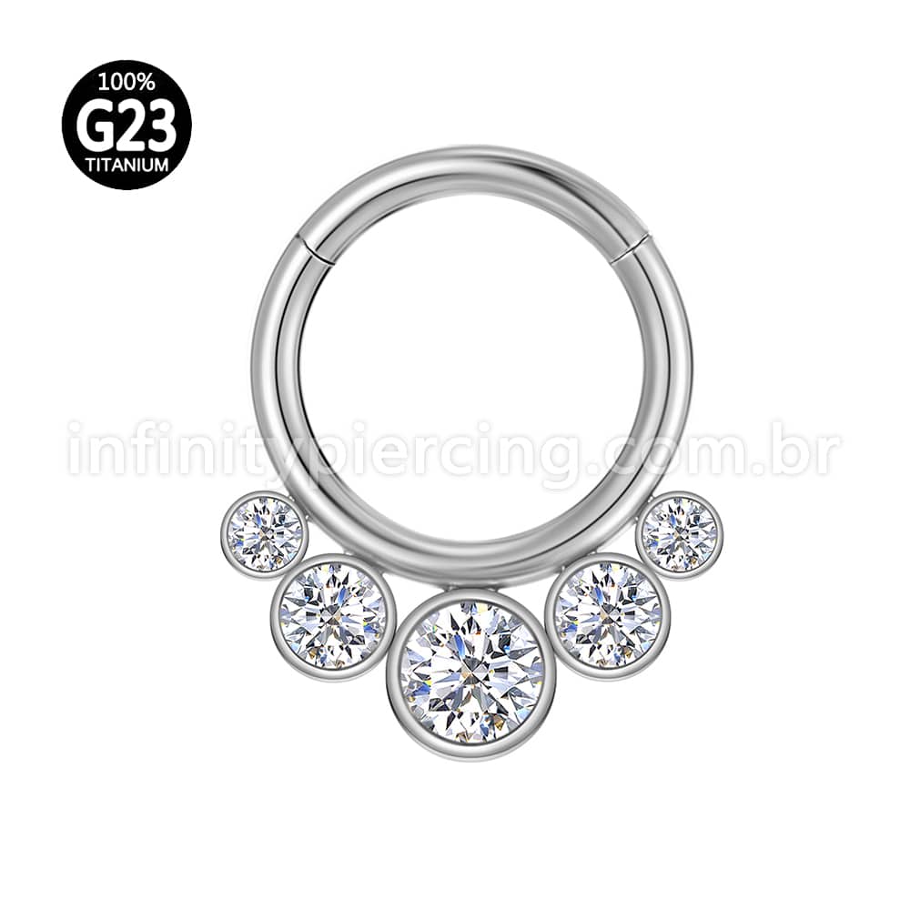 Piercing Argola Segmento Articulado Titânio Indiano Zircônia