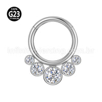 Piercing Argola Segmento Articulado Titânio Indiano Zircônia