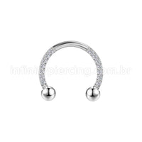 Piercing Ferradura Aço Cirúrgico Zircônia Cravejada