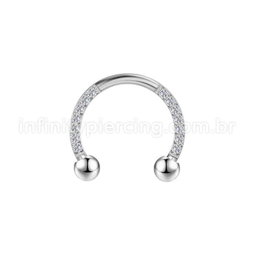 Piercing Ferradura Aço Cirúrgico Zircônia Cravejada