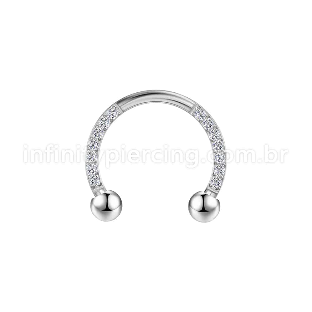 Piercing Ferradura Aço Cirúrgico Zircônia Cravejada