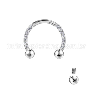 Piercing Ferradura Rosca Interna Zircônia Lateral