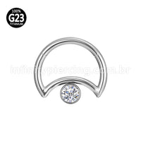 Piercing Daith Segmento Articulado Lua Titânio Zircônia/Opala