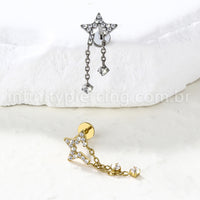Piercing Labret Titânio Estrela Com Corrente