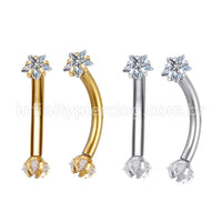 Piercing Microbell Curvo Aço Cirúrgico Zircônia Estrela